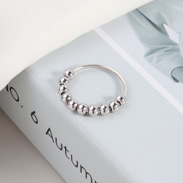 Wholesale Decompression Creative Rotating Beads Copper Ring JDC-RS-YJY021