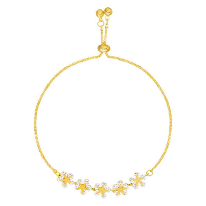 Wholesale Inlaid Rhinestone Flower Push-pull Bracelet Personality Petal Five-pointed Star Bracelet