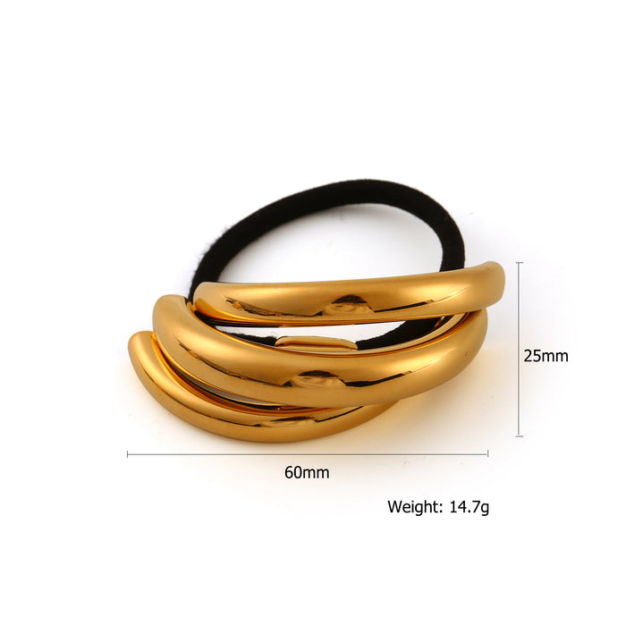 Wholesale New minimalist stainless steel headband, fashionable and high-end style, ponytail tied hair tie, black headband