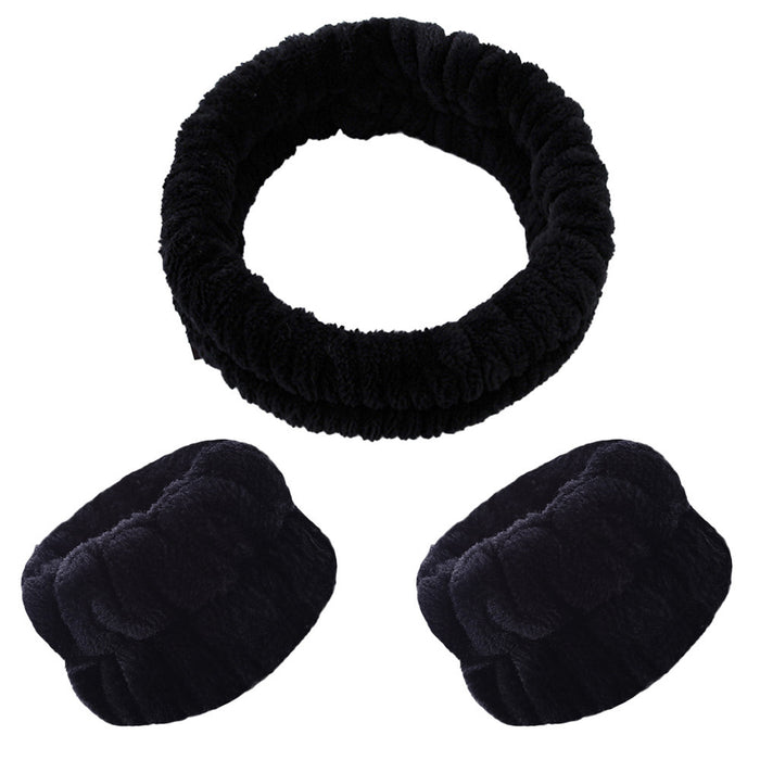 Wholesale Hairbands and Wristbands Set Hot Selling Women' s Face Wash Non-Slip Headband Pleated Hair Accessories Hairbands
