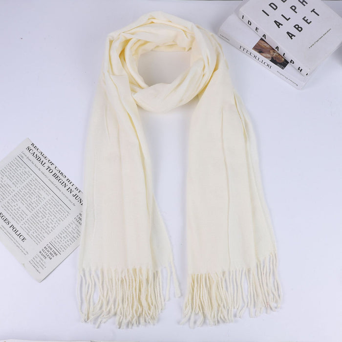 Wholesale Thick Imitation Cashmere Scarf Thorn Hair Scarf Soft and Warm Solid Color Scarf Women's Tassel Scarf Neck Shawl JDC-SF-MC004