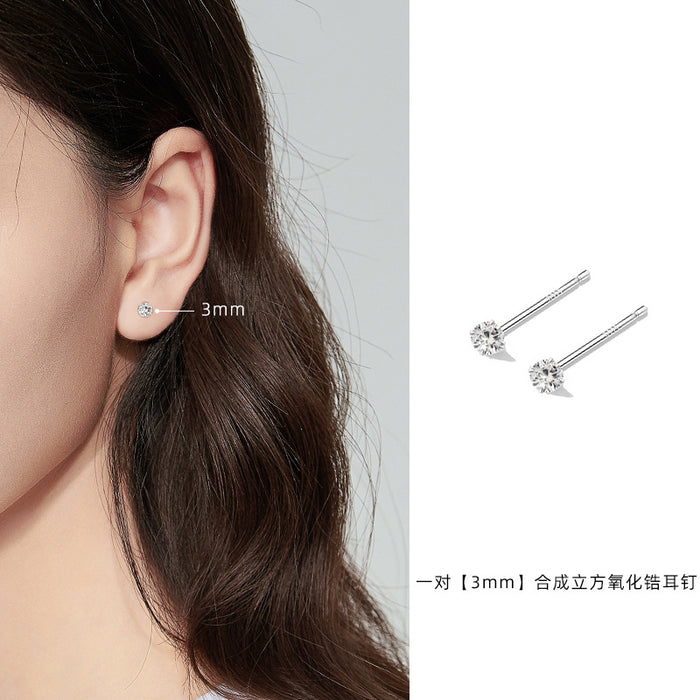 Wholesale Pure silver earrings, light luxury and versatile earrings, exquisite zircon earrings for women