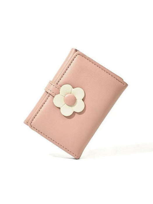 Wholesale New Simple Fresh Sweet Cute Flower Student Short Trifold Wallet JDC-WT-QT012