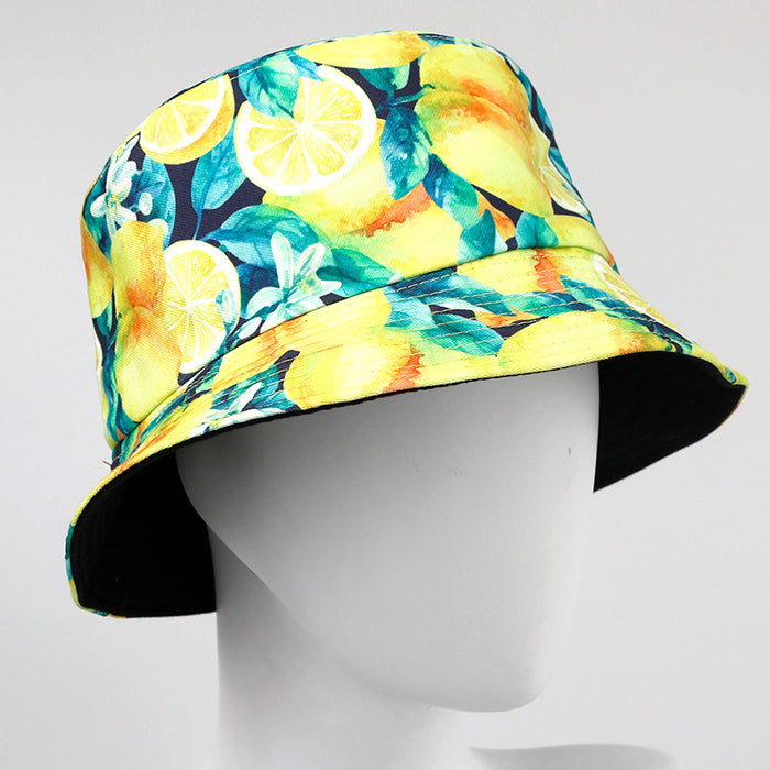 Wholesale  Tropical Fruit  Hat  Trend Double-sided Printed Basin Hat Outdoor Sun Protection Hat