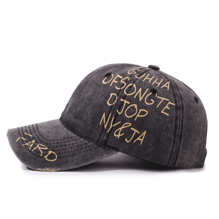 Wholesale Retro washed hat, personalized graffiti letter baseball cap, versatile duckbill cap