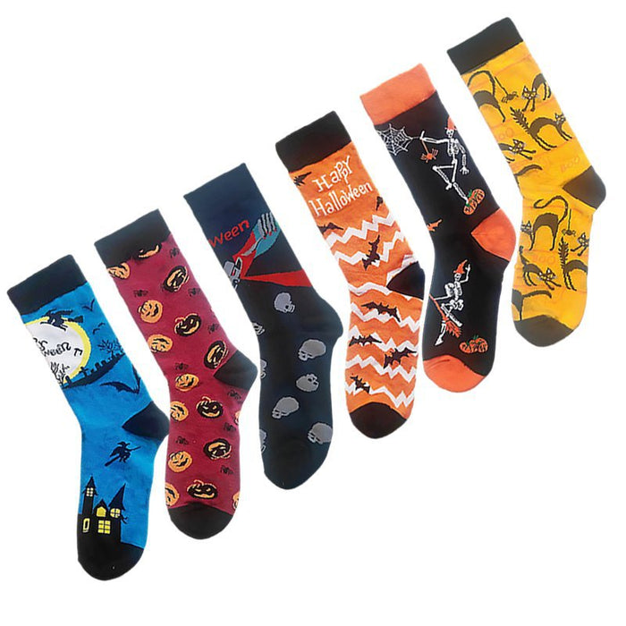 Wholesale Halloween Funny Pumpkin Bat Vampire Skull Cartoon Cotton Middle Tube Socks JDC-SK-HuiHe049