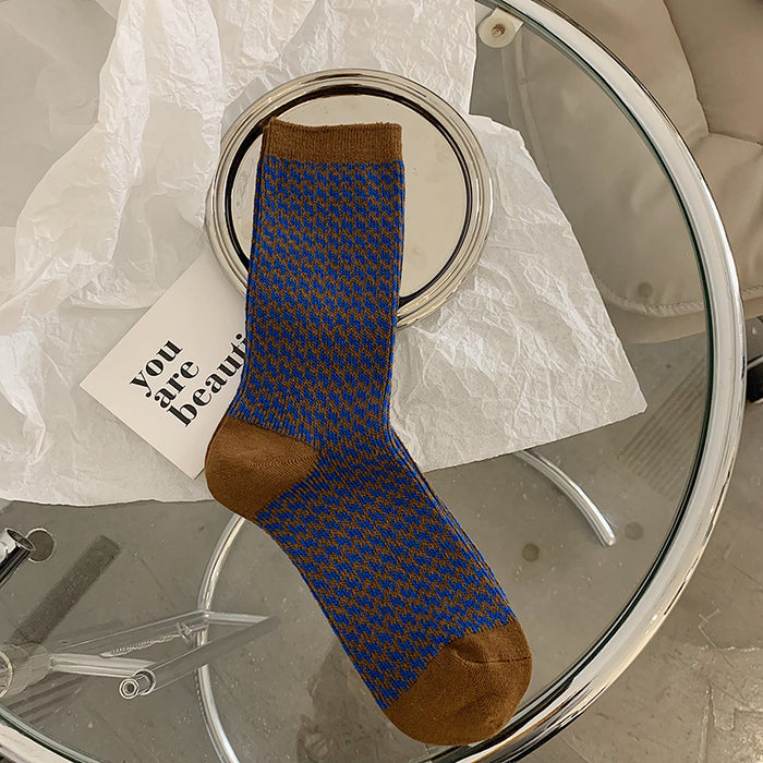 Wholesale Retro socks with a mid tube and versatile high waist, stacked socks made of cotton