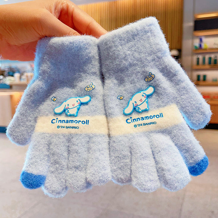 Wholesale Warm Gloves Cute Cartoon  fleece-lined Warm Five Finger Set