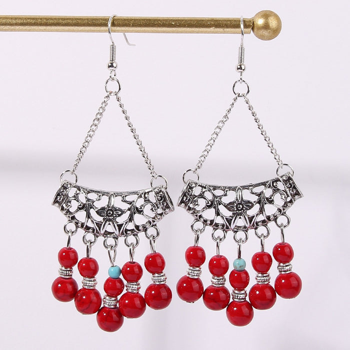 Wholesale Tassel earrings with hollowed out hidden silver earrings