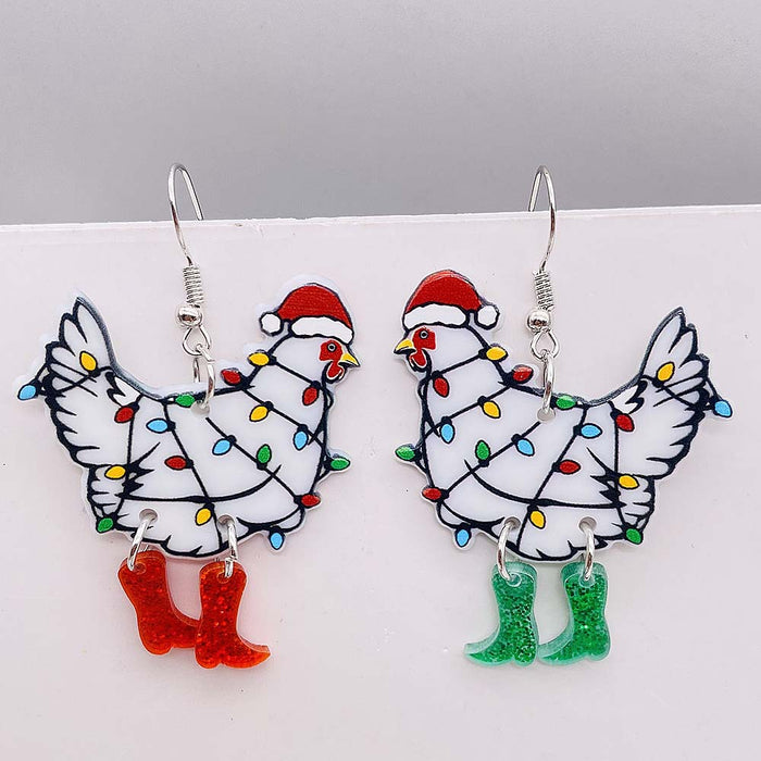 Wholesale Christmas earrings snowflake  candy snowman acrylic earrings Christmas ornaments gift