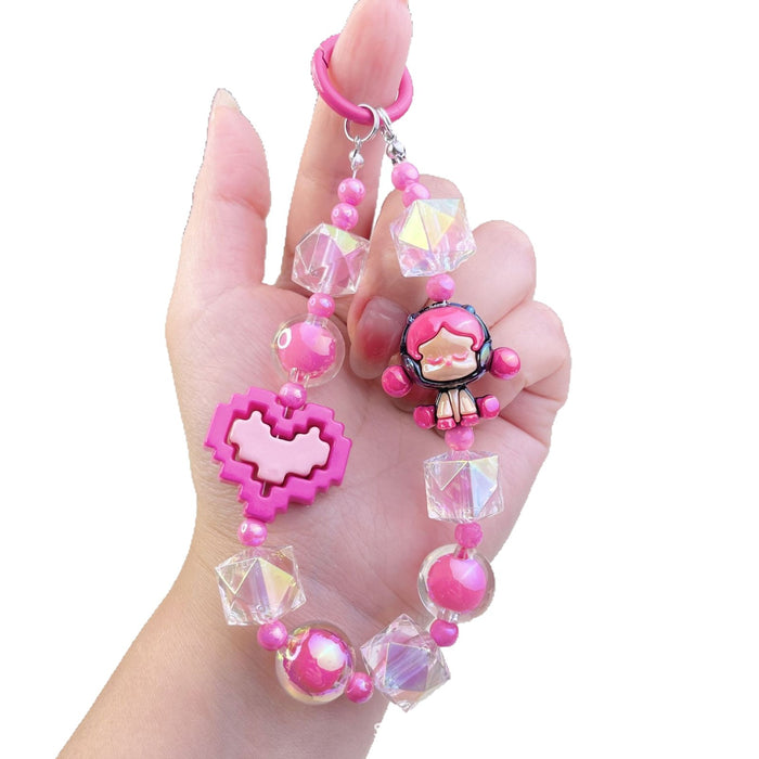 Wholesale Pixel style love bag accessories pendant mobile phone chain pendant beaded pendant