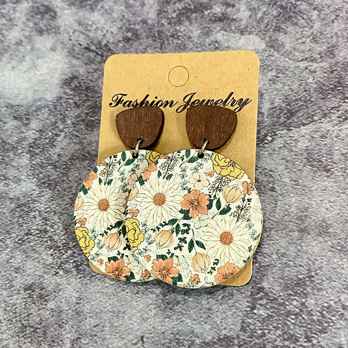 Wholesale Wooden earrings, flower splicing, wooden earrings, earrings, pendants