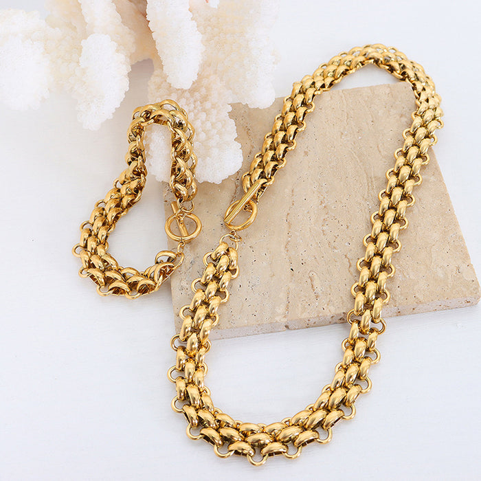 Wholesale Temperament jewelry set ring necklace versatile gold-plated bracelet