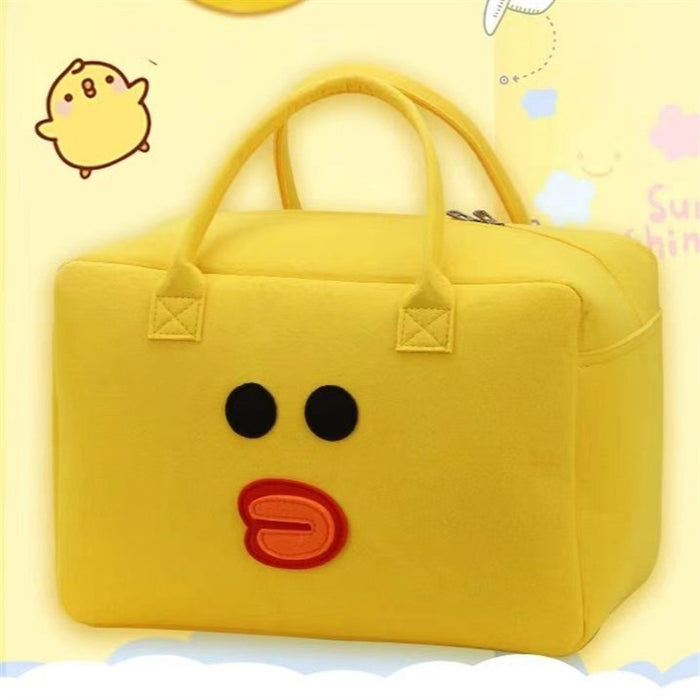 Wholesale Cartoon travel bag Felt luggage bag Large capacity cute handbag Portable hangable trolley case storage bag