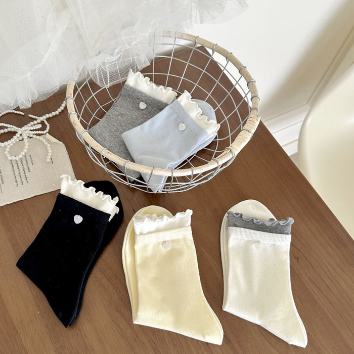 Wholesale Boneless socks, thin, versatile, mid tube, shell buckle, stacked socks, individually packaged