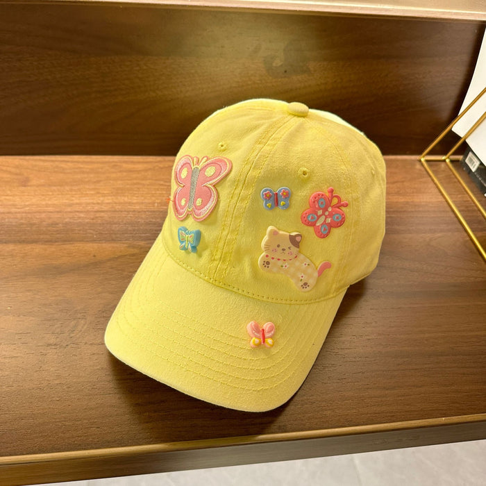 Wholesale Original Sweet Cool Spice Girls Diy Yellow Baseball Cap Summer Pastoral Outdoor Sunshade Cartoon Pattern Soft Top Cap