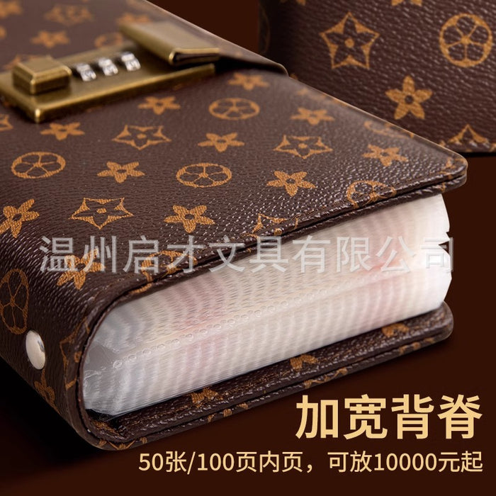 Wholesale Deposit Storage Password Lock Hand Ledger Customized Loose-Leaf Cash Saving Book Large-Capacity Banknote Commemorative Banknote Book