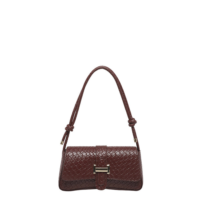 Wholesale Trendy Woven PU Crossbody Bag Black Urban Simple Daily Shoulder Bag