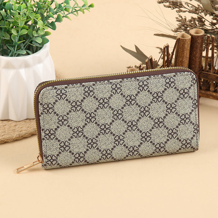Wholesale PU Leather Long Wallet with Retro Print Design Large Capacity MOQ≥3