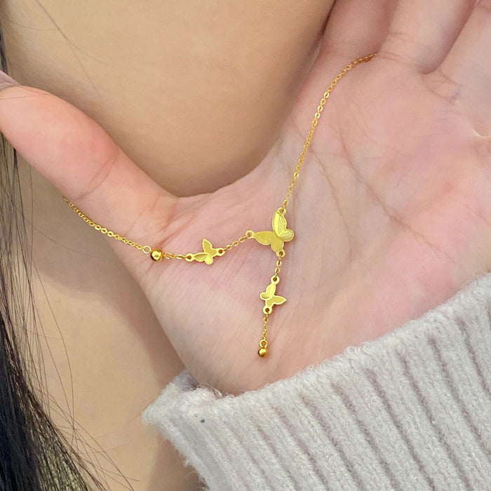 Wholesale  Titanium Steel Necklace Women's Golden Clavicle Chain