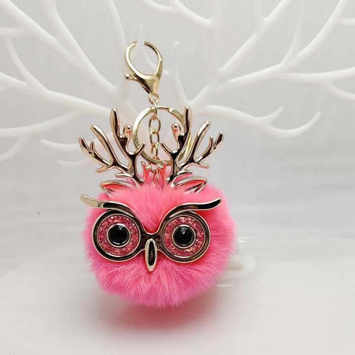 Wholesale Plush Antlers Owl Pendant Bag Keychain