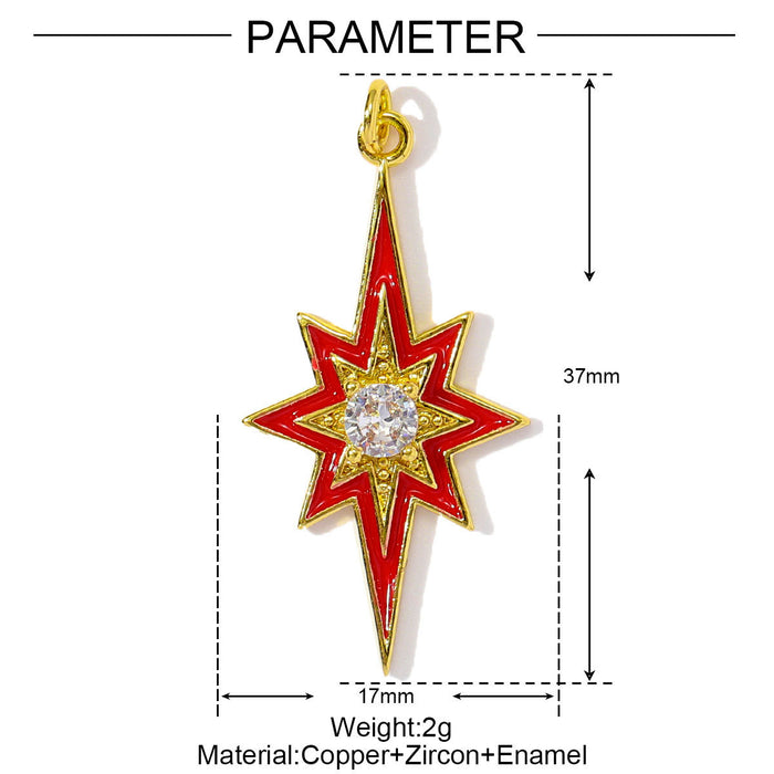 Wholesale Dripping Oil Love Sea Star DIY Copper Zircon Pendant Necklace Natural Stone Crab Earrings Jewelry Pendant