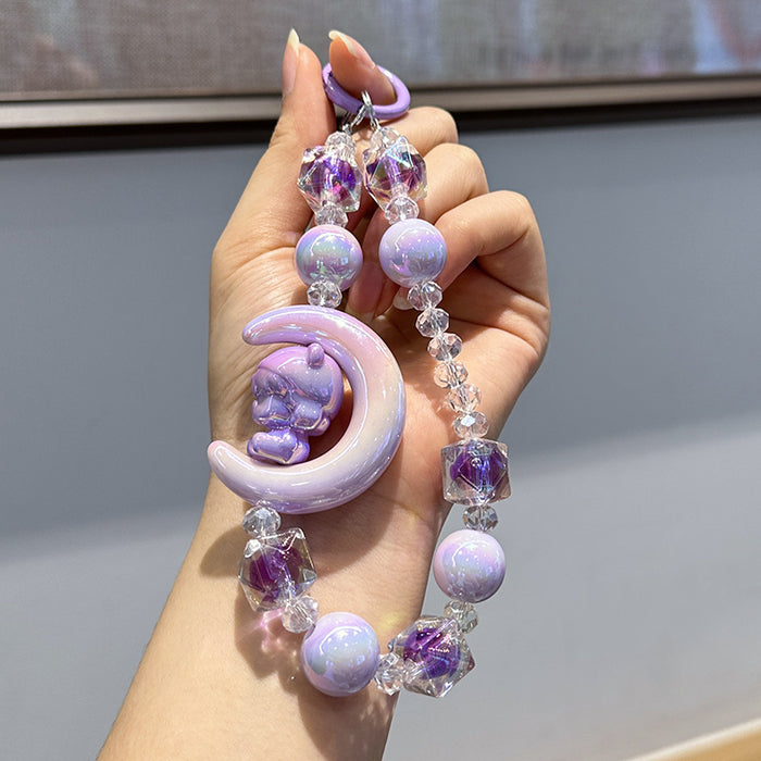 Wholesale Cute and high-end bead phone chain, acrylic hanging decoration, keychain, electroplated hanging rope, keychain