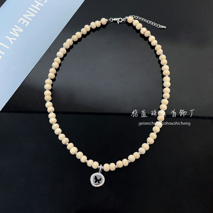 Wholesale Hejia withered leaf butterfly necklace, light luxury, high-end tailcoat butterfly earrings, niche butterfly seal, collarbone chain