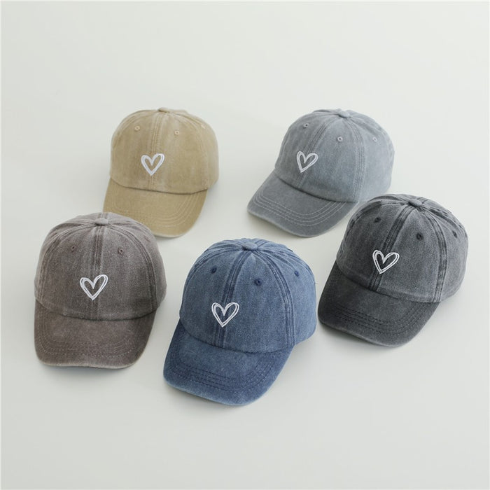 Wholesale Children's Duck Tongue Hat Baby Retro Washed Cowboy Double Love Embroidered Sunshade Baseball Hat