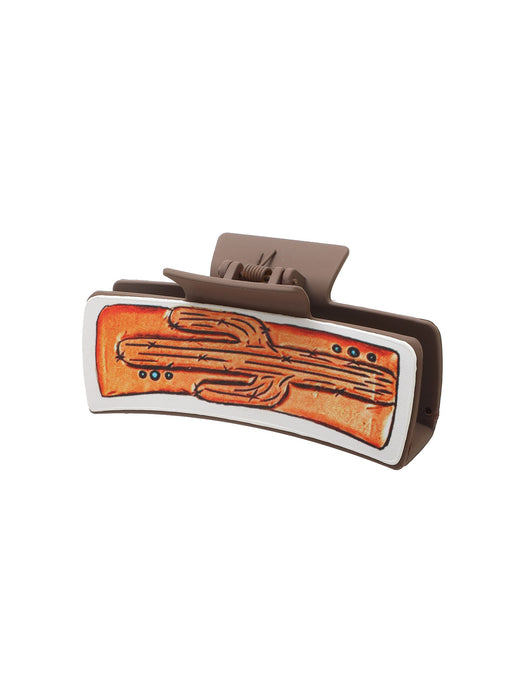 Wholesale West Denim Wind Cactus Leather Hairpin Women Shark Clip Grab Clip