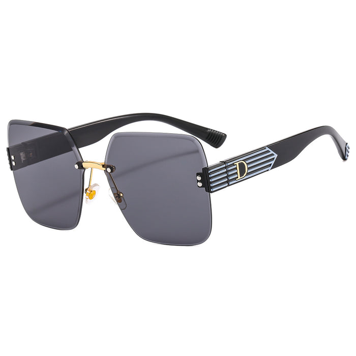 Wholesale Retro Square Metal Rimless Cut-Edge Sunglasses