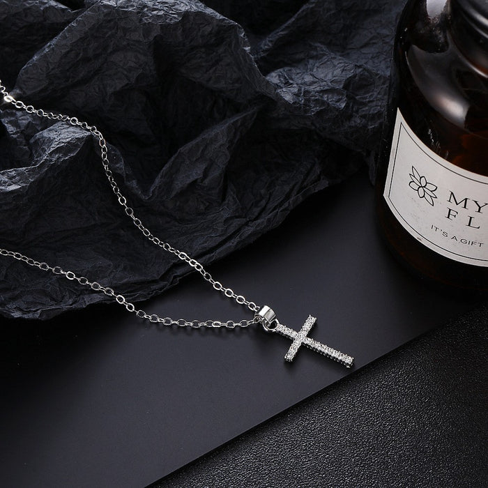 Wholesale Cross Pendant with Zirconia Stainless Steel Necklace JDC-NE-ChengHan006