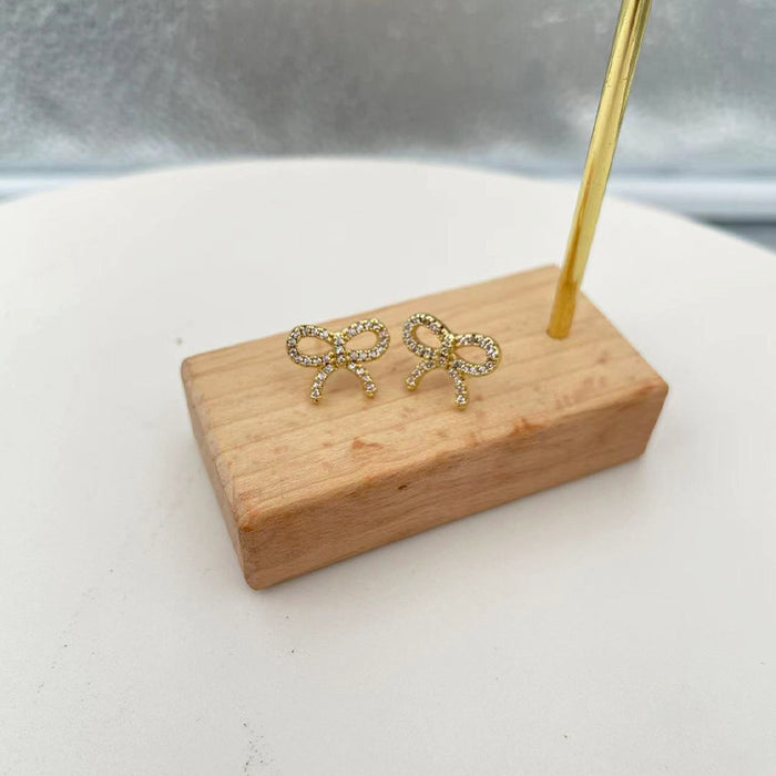 Wholesale Bow Earrings Elegant Zircon Super Flash Plated 18K Earrings