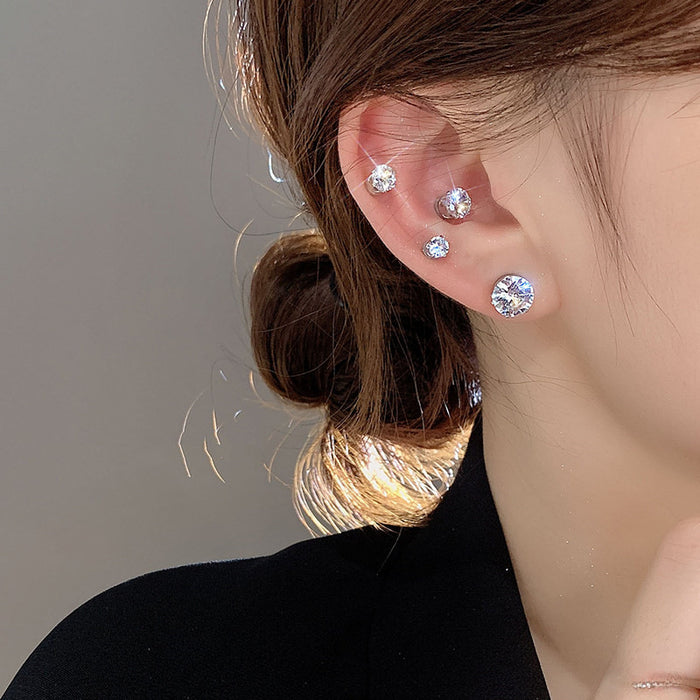 Wholesale No ear hole magnetic suction earring design, niche temperament, magnet zircon earring, ear bone clip