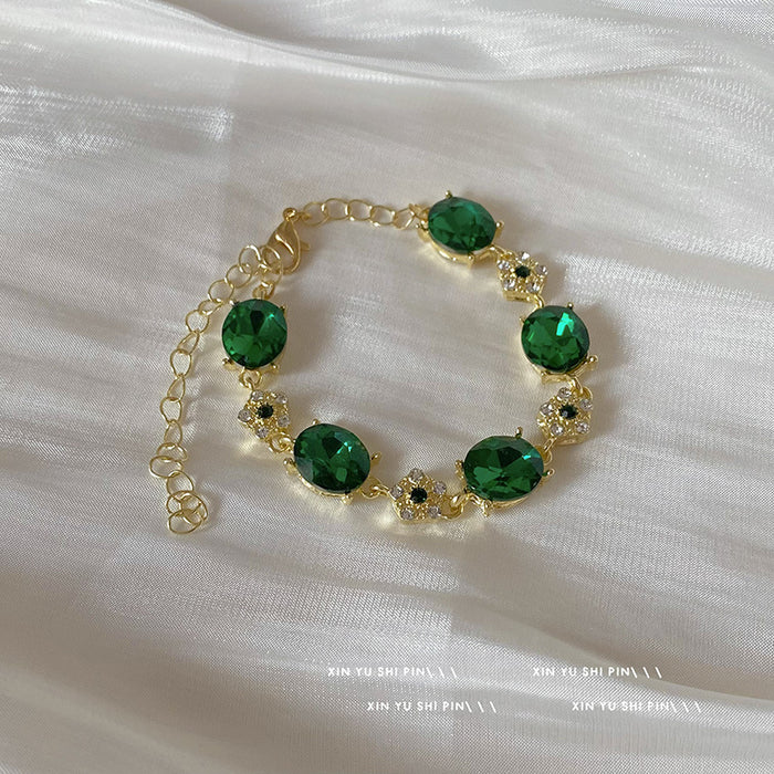 Wholesale Green eyed spirit snake zircon bracelet, niche and versatile, temperament bracelet
