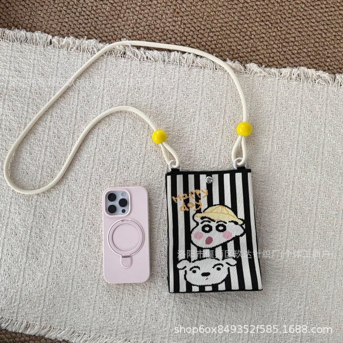 Wholesale Knitted Crossbody Bag with Rope and Beads Cute Phone Purse MOQ≥3