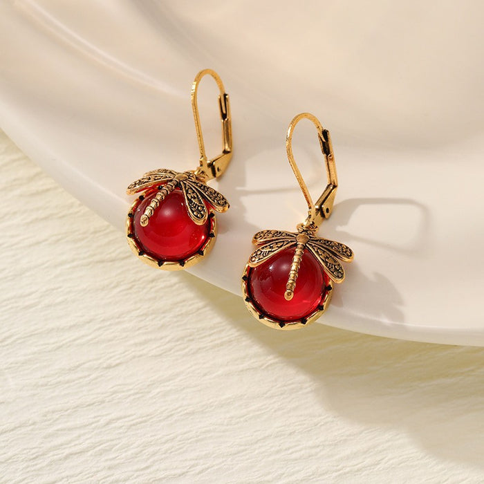 Wholesale Drop-shaped Inlaid Cat's Eye Earrings