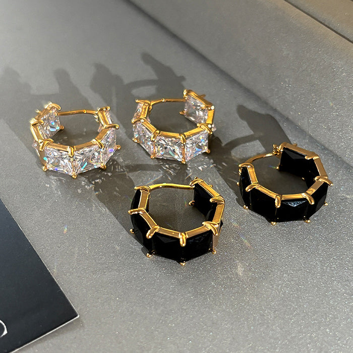 Wholesale Super sparkling exquisite gold diamond inlaid zircon earrings, light luxury, niche high-end feeling, new earrings and earrings