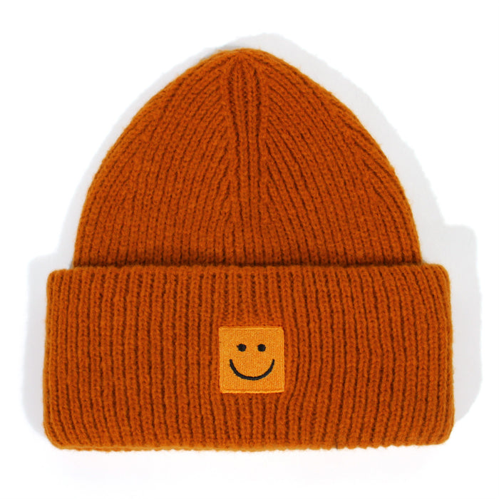 Wholesale Smiley Face Embroidery Acrylic Wool Knitted Hat JDC-FH-XiaMi011