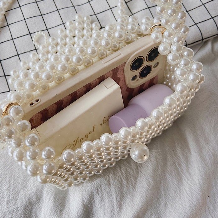 Wholesale Handmade bead bag, new handmade woven small square bag, high-end feel, hand-held crossbody bag