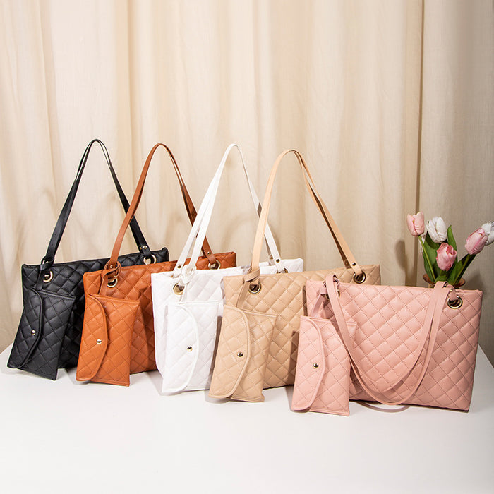 Wholesale Fashionable Women's Casual Tote Bag Set White Match Single Shoulder Bag Leather Handbag Ladies Purse Fashion Accessory