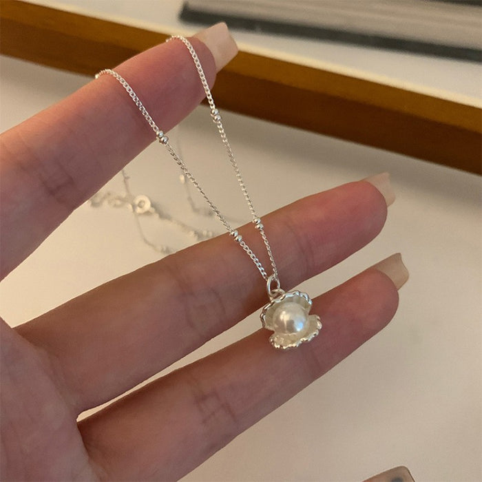 Wholesale Pure silver gemstone versatile necklace, geometric ellipse, high-end niche collarbone chain