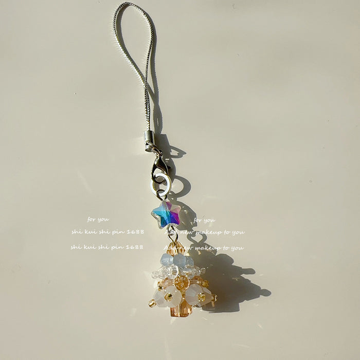 Wholesale Tree Mobile Phone Rope Pendant Crystal Beads Keychain Bag Hanging Accessories