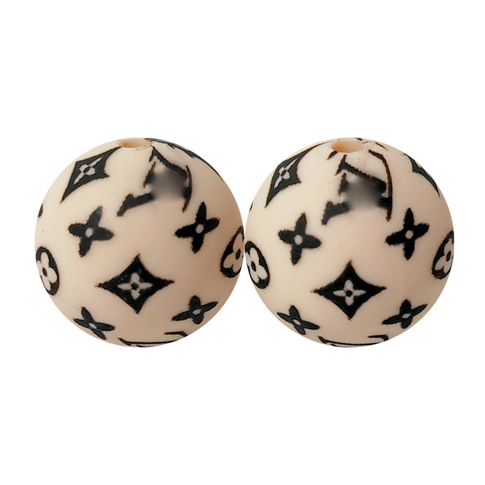 Wholesale 20PCS Round Printed Silicone Beads JDC-BDS-YuMo016