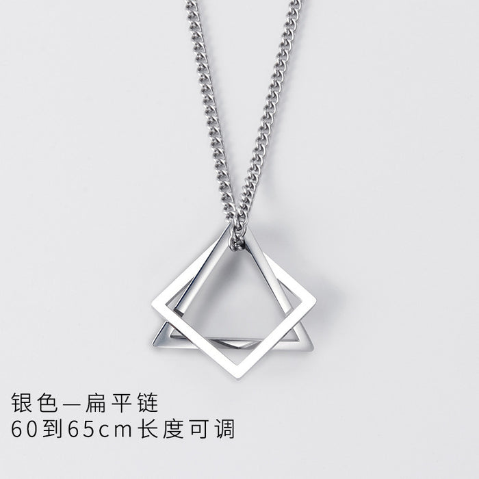 Wholesale Geometric triangle square combination titanium steel hip-hop necklace men's minimalist pendant accessory