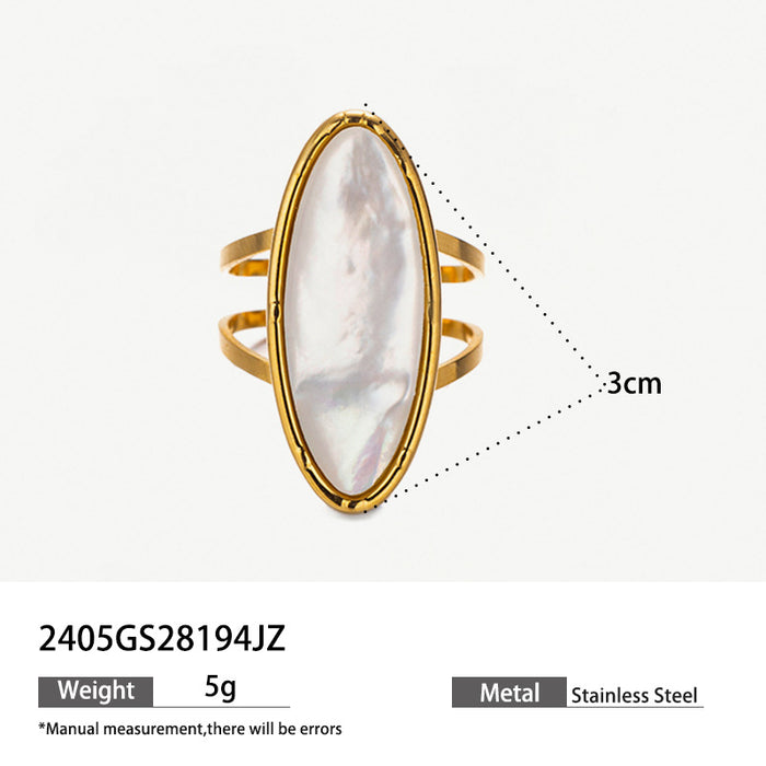 Wholesale Stainless steel shell ring with elegant and niche temperament, light luxury titanium steel ring