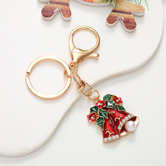 Wholesale Electroplated Metal Christmas Keychain – Gold  Pendant Gift Bag Charm