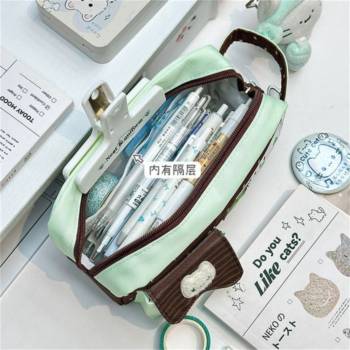 Wholesale Cute Four-Leaf Clover Kitten Pencil Case Polyester Large Capacity Gift
