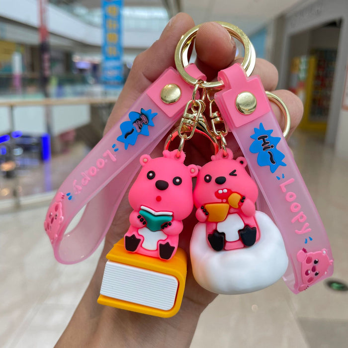 Wholesale Leisure Little Beaver Keychain Cartoon Doll Cute Backpack Pendant Car Keychain Pendant Small Gift