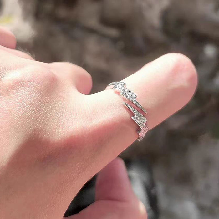 Wholesale Lightning Hip-Hop Ring Opening Adjustable Niche Design Gift